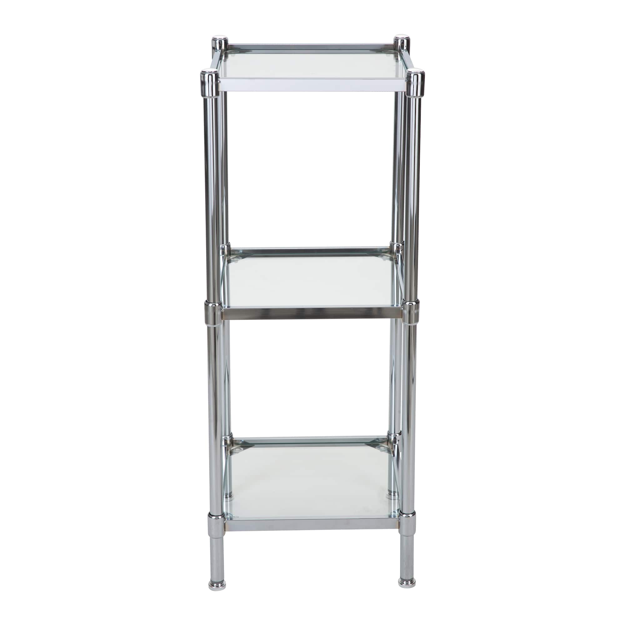 Organize It All Glacier 34" 3-Tier Freestanding Tempered Glass Shelving Tower